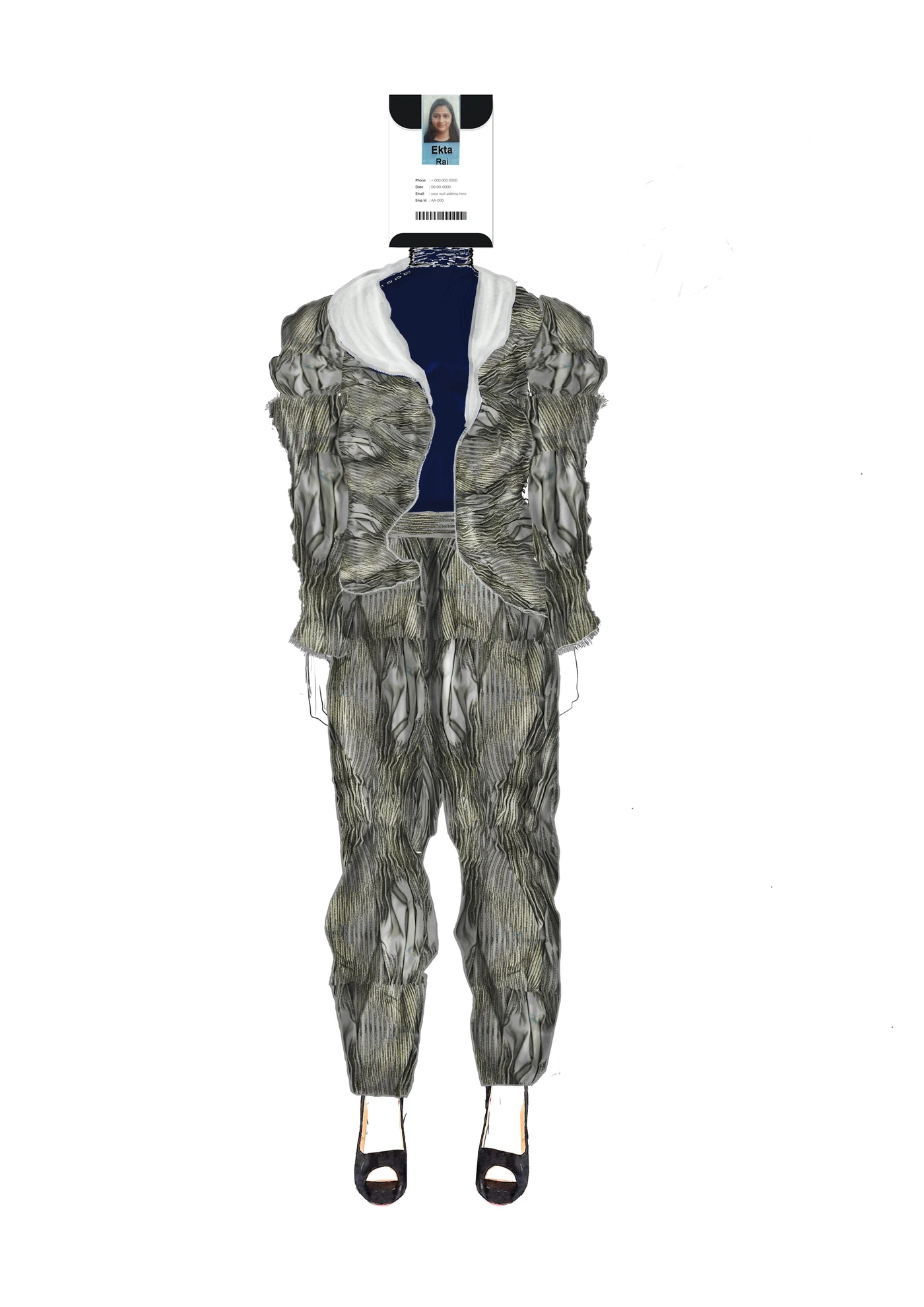 Fashion illustration of Authority Attire with its Pantone palette