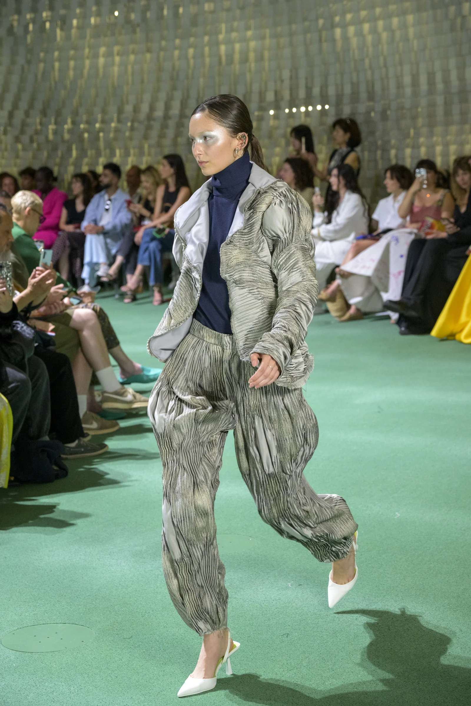 Authority Attire from the SUIT UP collection on the runway at Espace Niemeyer, Paris