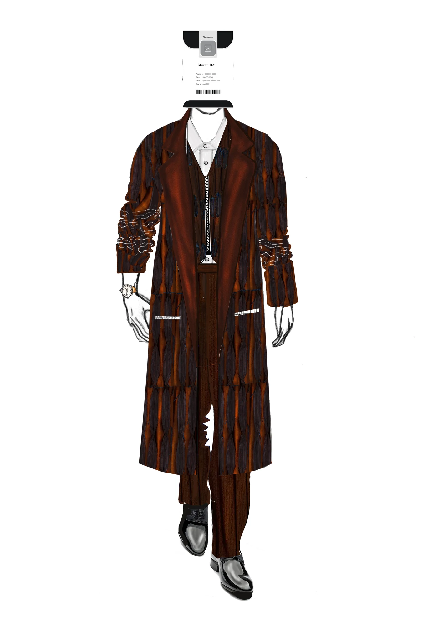 Fashion illustration of The Elon Musk Fit with its Pantone palette