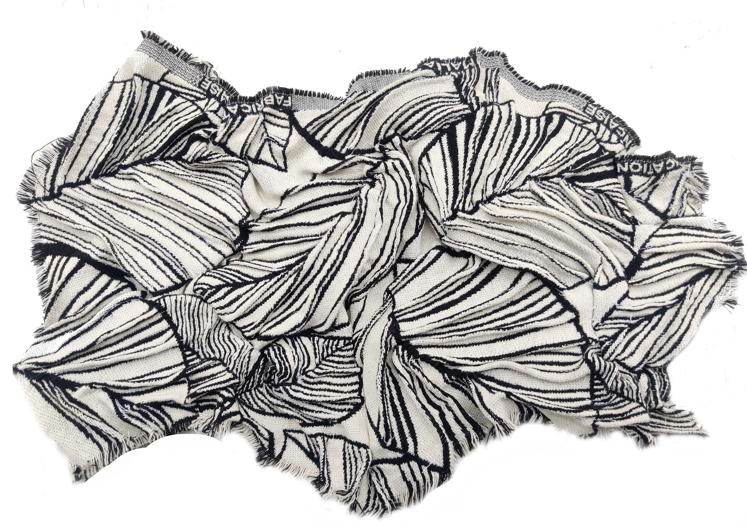 Sewn and distorted fabric petals combined into one larger embossed petal form