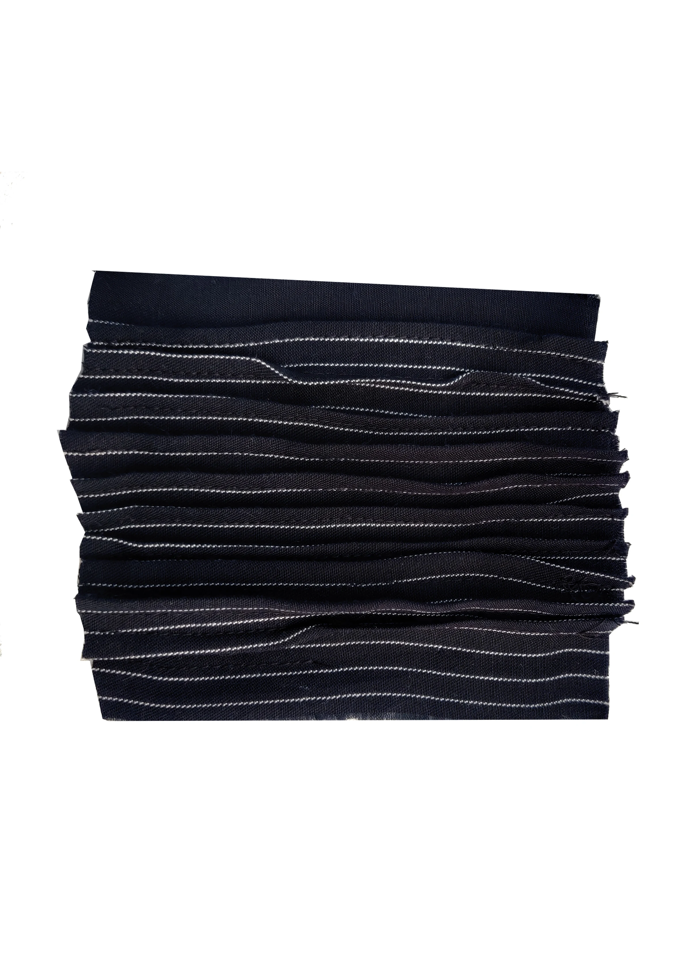 Navy blue and white pinstripe knitted textile swatch